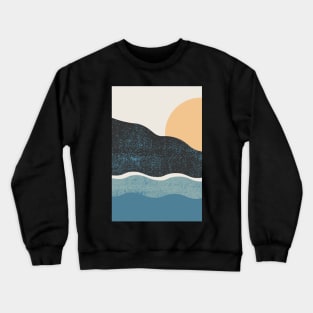 Ocean Lovers - Nature Lovers - Landscape Art - Mountains Hiking - Sunset Adventure - Blue Lagoon - Seaside Art - Sunrise Mountains Crewneck Sweatshirt